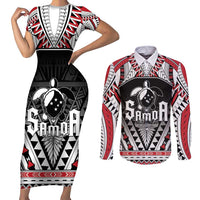 Samoa Independence Day Couples Matching Short Sleeve Bodycon Dress and Long Sleeve Button Shirt Proud To Be Samoan