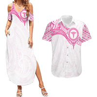 Personalised New Zealand Aotearoa Couples Matching Summer Maxi Dress and Hawaiian Shirt Nurse Tribal Pink Version LT05 Pink - Polynesian Pride