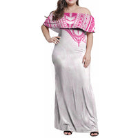 Personalised New Zealand Aotearoa Family Matching Off Shoulder Maxi Dress and Hawaiian Shirt Nurse Tribal Pink Version LT05 Mom's Dress Pink - Polynesian Pride