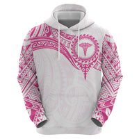 Personalised New Zealand Aotearoa Zip Hoodie Nurse Tribal Pink Version