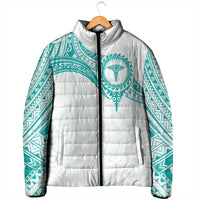 Personalised New Zealand Aotearoa Padded Jacket Nurse Tribal Teal Version