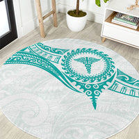 New Zealand Aotearoa Round Carpet Nurse Tribal Teal Version