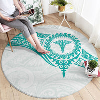 New Zealand Aotearoa Round Carpet Nurse Tribal Teal Version