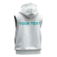 Personalised New Zealand Aotearoa Sleeveless Zip Hoodie Nurse Tribal Teal Version