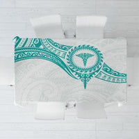 New Zealand Aotearoa Tablecloth Nurse Tribal Teal Version
