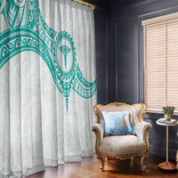 New Zealand Aotearoa Window Curtain Nurse Tribal Teal Version