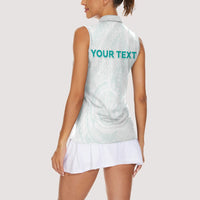 Personalised New Zealand Aotearoa Women Sleeveless Polo Shirt Nurse Tribal Teal Version LT05 - Polynesian Pride