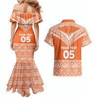 Personalised Tonga Tailulu College Couples Matching Mermaid Dress and Hawaiian Shirt Tongan Kupesi Pattern