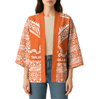 Personalised Tonga Tailulu College Kimono Tongan Kupesi Pattern