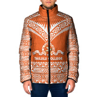 Personalised Tonga Tailulu College Padded Jacket Tongan Kupesi Pattern
