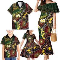 Vanuatu And Australia Aboriginal Family Matching Mermaid Dress and Hawaiian Shirt Iguana And Kangaroo Together LT05 - Polynesian Pride
