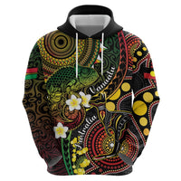 Vanuatu And Australia Aboriginal Hoodie Iguana And Kangaroo Together LT05 - Polynesian Pride