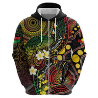 Vanuatu And Australia Aboriginal Hoodie Iguana And Kangaroo Together LT05 - Polynesian Pride