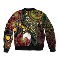 Vanuatu And Australia Aboriginal Sleeve Zip Bomber Jacket Iguana And Kangaroo Together LT05 - Polynesian Pride