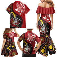 Tonga Ngatu And Australia Aboriginal Family Matching Mermaid Dress and Hawaiian Shirt Tongan Dove And Kangaroo Together LT05 - Polynesian Pride