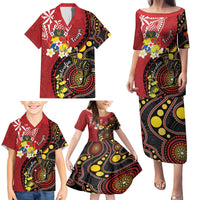 Tonga Ngatu And Australia Aboriginal Family Matching Puletasi and Hawaiian Shirt Tongan Dove And Kangaroo Together LT05 - Polynesian Pride