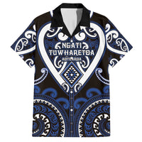Custom Aotearoa Ngati Tuwharetoa Family Matching Off Shoulder Maxi Dress and Hawaiian Shirt Maori Tribal Pattern LT05 Dad's Shirt - Short Sleeve Navy - Polynesian Pride