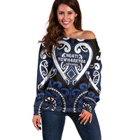 Custom Aotearoa Ngati Tuwharetoa Off Shoulder Sweater Maori Tribal Pattern
