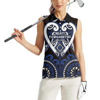 Custom Aotearoa Ngati Tuwharetoa Women Sleeveless Polo Shirt Maori Tribal Pattern