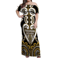 Custom Aotearoa Taranaki Off Shoulder Maxi Dress Maori Tribal Pattern