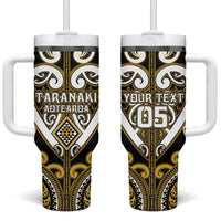 Custom Aotearoa Taranaki Tumbler With Handle Maori Tribal Pattern