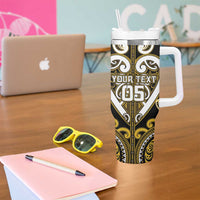Custom Aotearoa Taranaki Tumbler With Handle Maori Tribal Pattern