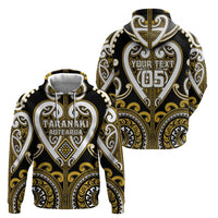 Custom Aotearoa Taranaki Zip Hoodie Maori Tribal Pattern