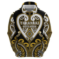 Custom Aotearoa Taranaki Zip Hoodie Maori Tribal Pattern