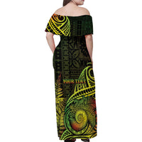 Personalised Fiji Lovoni Day Family Matching Off Shoulder Maxi Dress and Hawaiian Shirt 154th Years