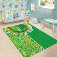 Fiji Lovoni Area Rug Fijian Tapa Salusalu Green Glitter