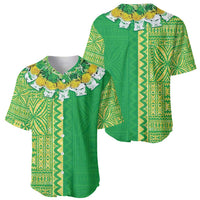 Fiji Lovoni Baseball Jersey Fijian Tapa Salusalu Green Glitter