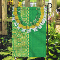 Fiji Lovoni Garden Flag Fijian Tapa Salusalu Green Glitter