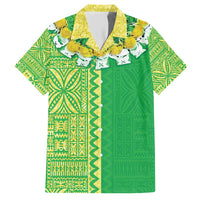 Fiji Lovoni Hawaiian Shirt Fijian Tapa Salusalu Green Glitter