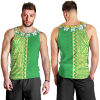 Fiji Lovoni Men Tank Top Fijian Tapa Salusalu Green Glitter