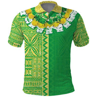 Fiji Lovoni Polo Shirt Fijian Tapa Salusalu Green Glitter