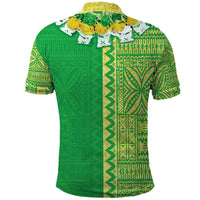 Fiji Lovoni Polo Shirt Fijian Tapa Salusalu Green Glitter