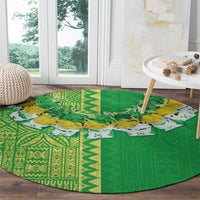 Fiji Lovoni Round Carpet Fijian Tapa Salusalu Green Glitter