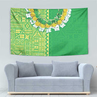 Fiji Lovoni Tapestry Fijian Tapa Salusalu Green Glitter
