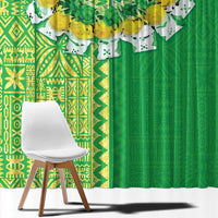 Fiji Lovoni Window Curtain Fijian Tapa Salusalu Green Glitter