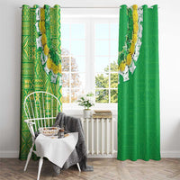 Fiji Lovoni Window Curtain Fijian Tapa Salusalu Green Glitter
