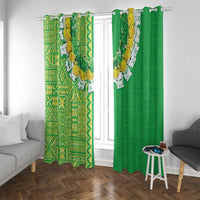 Fiji Lovoni Window Curtain Fijian Tapa Salusalu Green Glitter