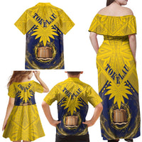 Tokelau Tokehega Day Family Matching Off Shoulder Maxi Dress and Hawaiian Shirt National Badge Special Style - Polynesian Pride