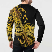 Kosrae Liberation Day Button Sweatshirt Polynesian Floral Tattoo - Polynesian Pride