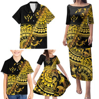 Kosrae Liberation Day Family Matching Puletasi and Hawaiian Shirt Polynesian Floral Tattoo - Polynesian Pride