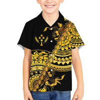 Kosrae Liberation Day Family Matching Tank Maxi Dress and Hawaiian Shirt Polynesian Floral Tattoo - Polynesian Pride