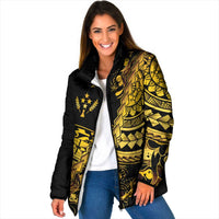 Kosrae Liberation Day Padded Jacket Polynesian Floral Tattoo - Polynesian Pride