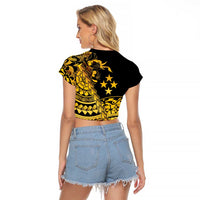 Kosrae Liberation Day Raglan Cropped T Shirt Polynesian Floral Tattoo - Polynesian Pride