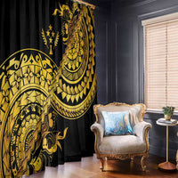 Kosrae Liberation Day Window Curtain Polynesian Floral Tattoo - Polynesian Pride