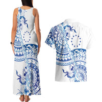 Pohnpei Liberation Day Couples Matching Tank Maxi Dress and Hawaiian Shirt Polynesian Floral Tattoo - Polynesian Pride