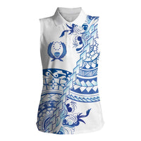 Pohnpei Liberation Day Women Sleeveless Polo Shirt Polynesian Floral Tattoo - Polynesian Pride